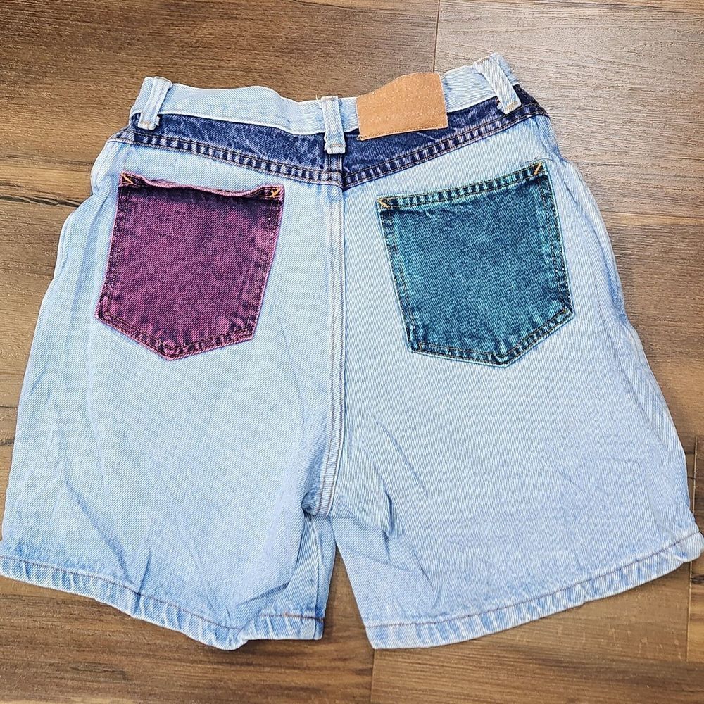 Vintage Zena Jean Shorts‎ Women's 11 Denim Color Block Button Pockets Made USA - Picture 4 of 7